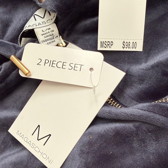 Magaschoni Dark Blue Velour Jogger Tracksuit Set - Picture 2 of 10